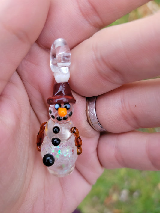 Glass Snowman Fidget - Handblown Glass
