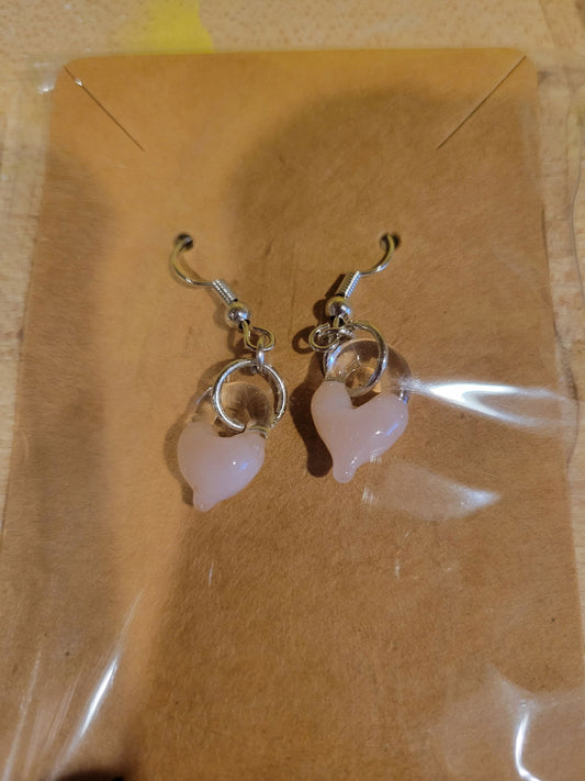 Glass Heart Earrings - Handblown Glass - ALE Glass