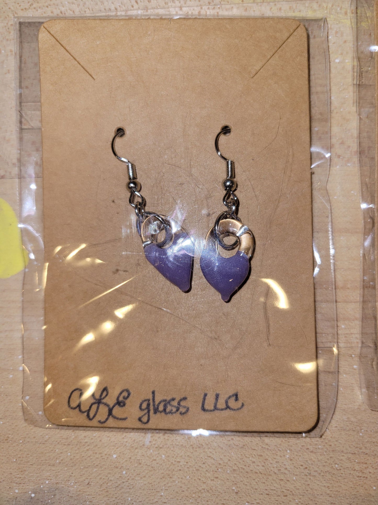Glass Heart Earrings - Handblown Glass - ALE Glass