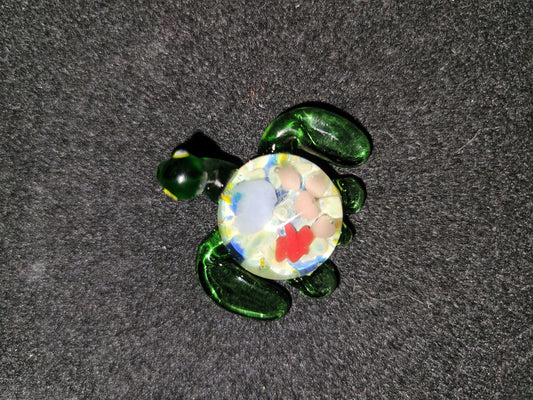 Glass Sea Turtle with Coral Implosion - Handblown Glass