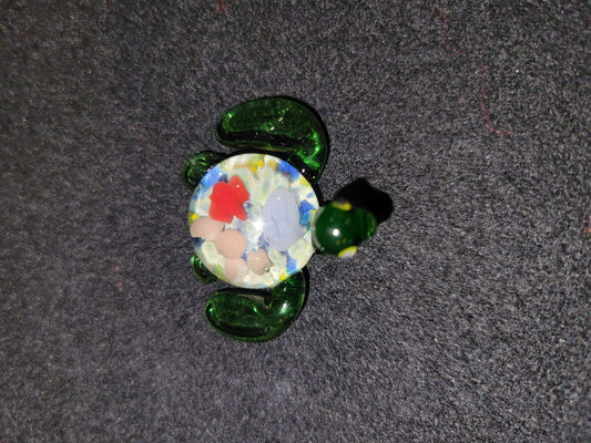 Glass Sea Turtle with Coral Implosion - Handblown Glass - ALE Glass