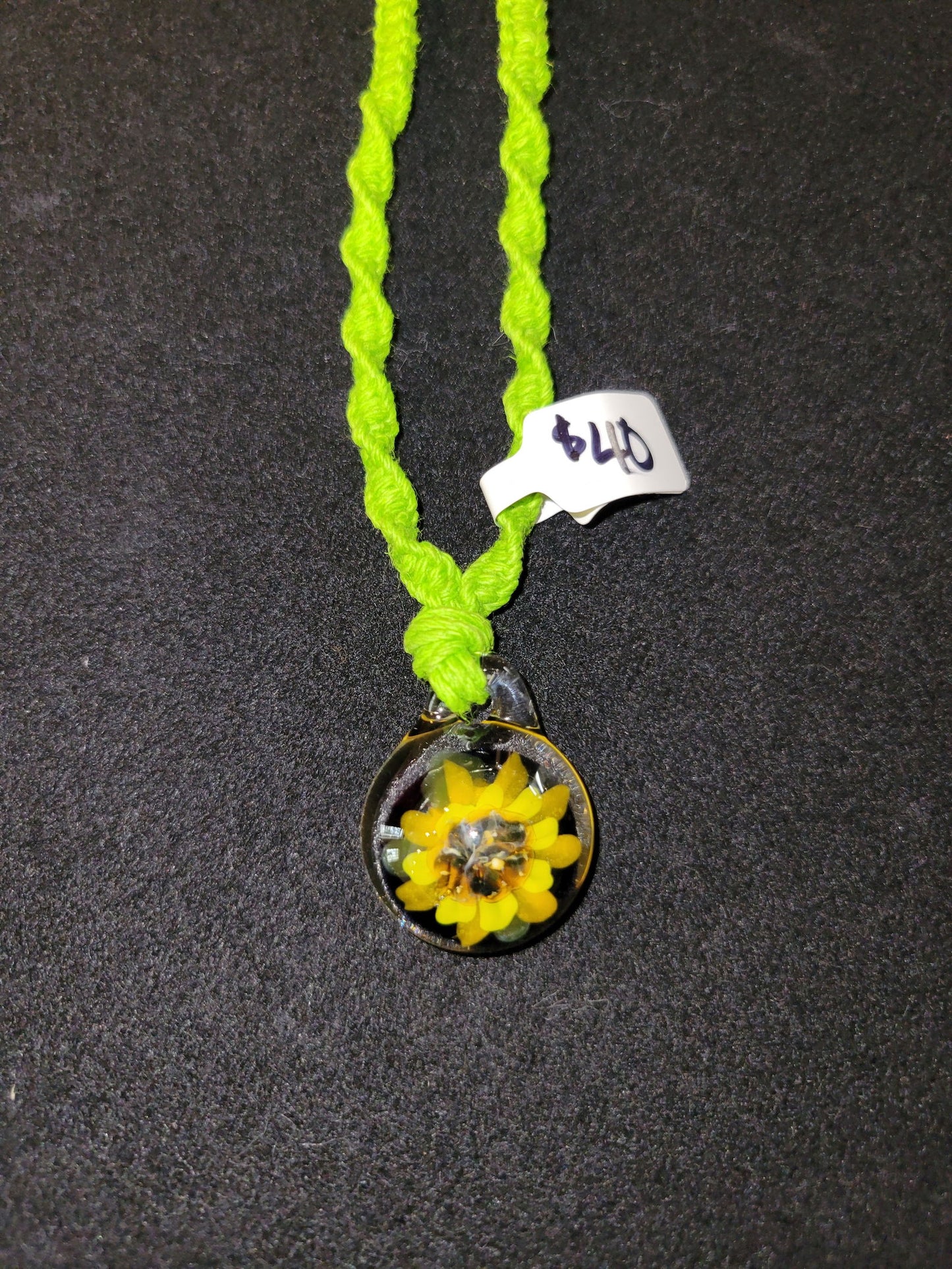 Glass Sunflower Necklace - Hand Blown Glass - ALE Glass