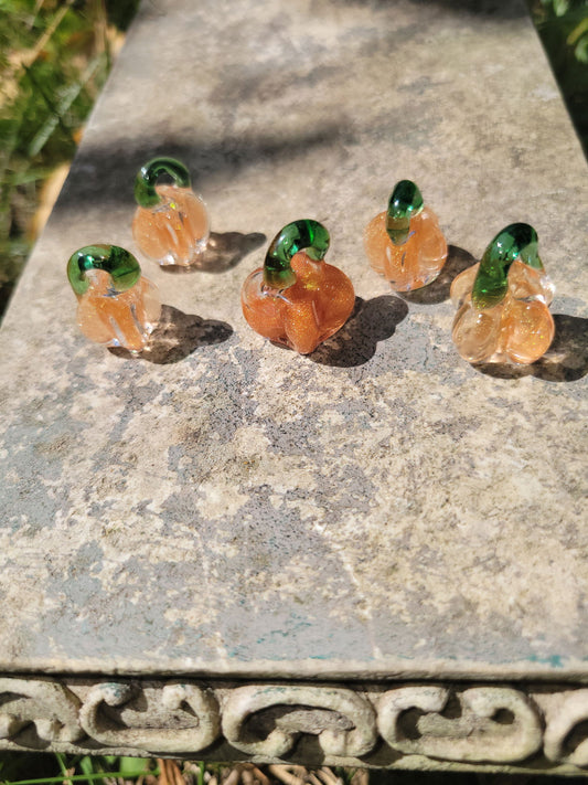 Liquid Filled Glass Pumkin Necklace - Handblown Glass - ALE Glass