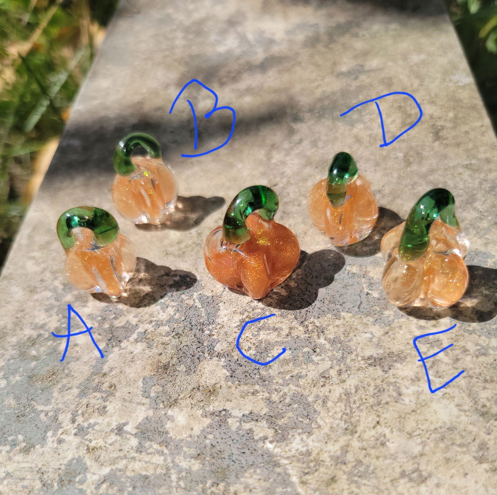 Liquid Filled Glass Pumkin Necklace - Handblown Glass - ALE Glass