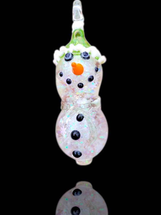 Liquid Filled Glass Snowman Ornament - Handblown Glass