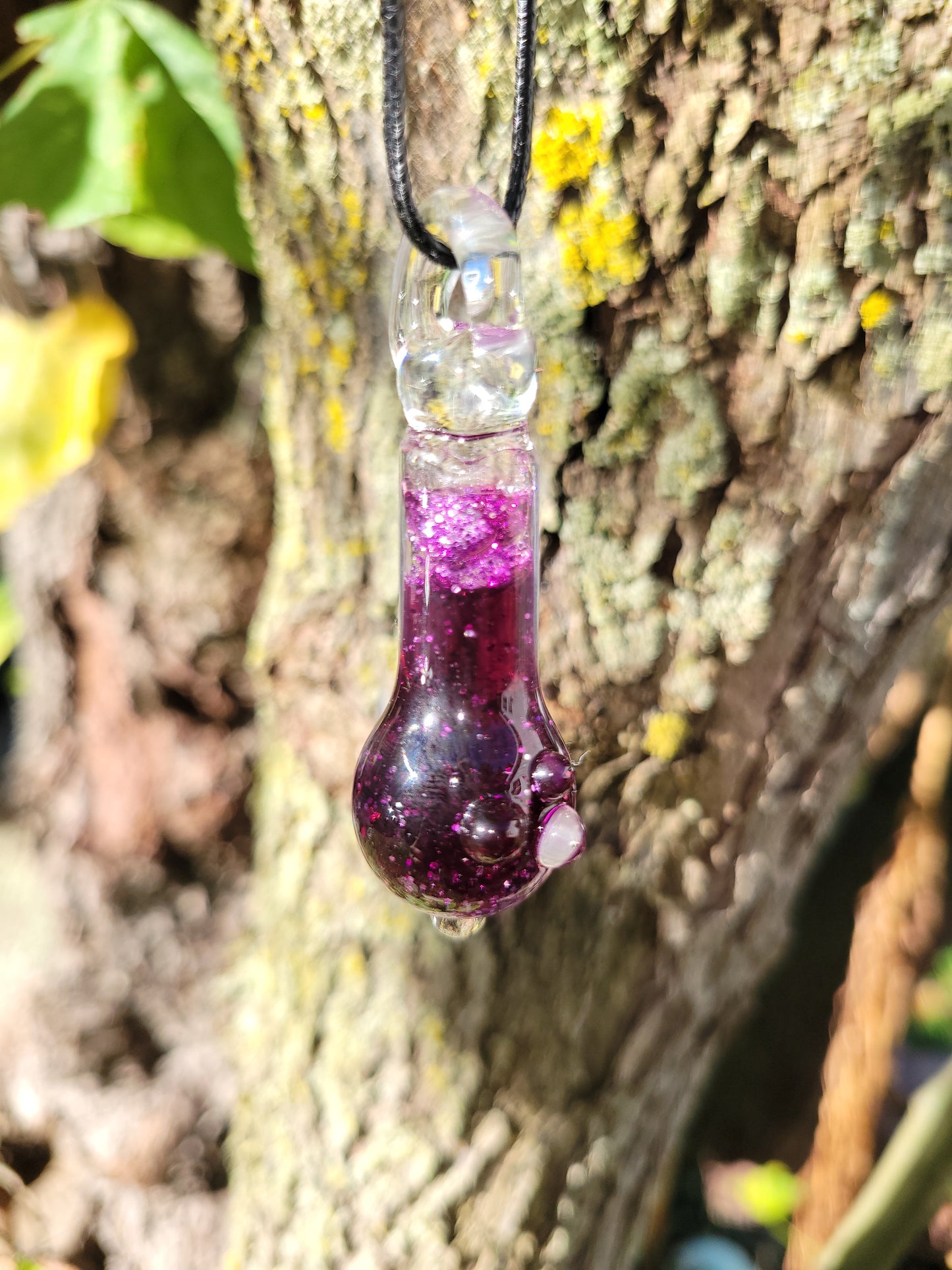 Glass Potion Bottle Liquid Filled Pendant - Handblown Glass