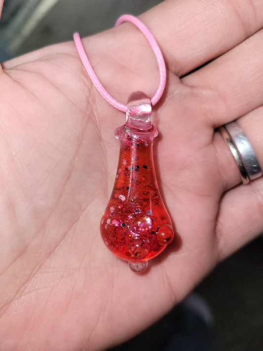 Glass Potion Bottle Liquid Filled Pendant - Handblown Glass