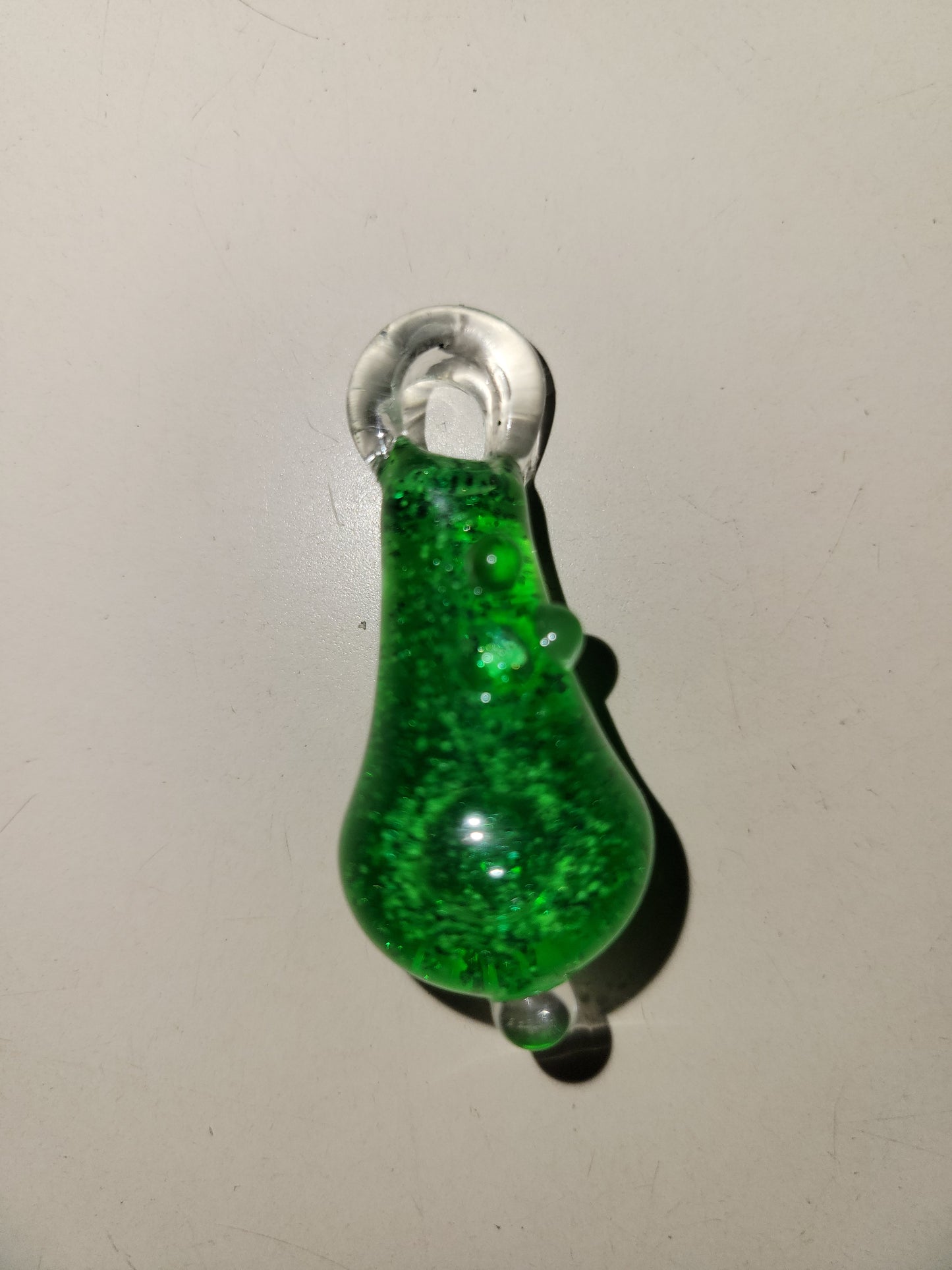 Glass Potion Bottle Liquid Filled Pendant - Handblown Glass Green
