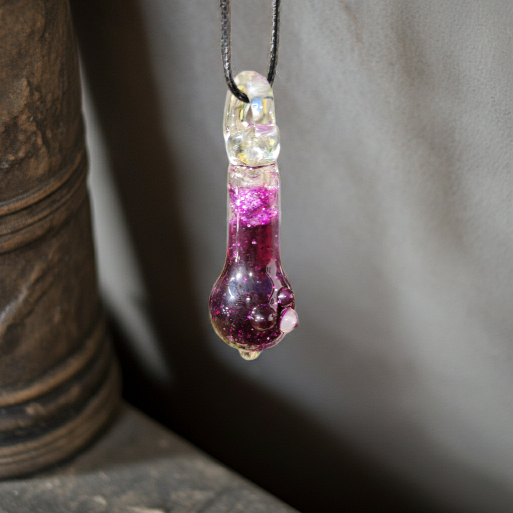 Glass Potion Bottle Liquid Filled Pendant - Handblown Glass