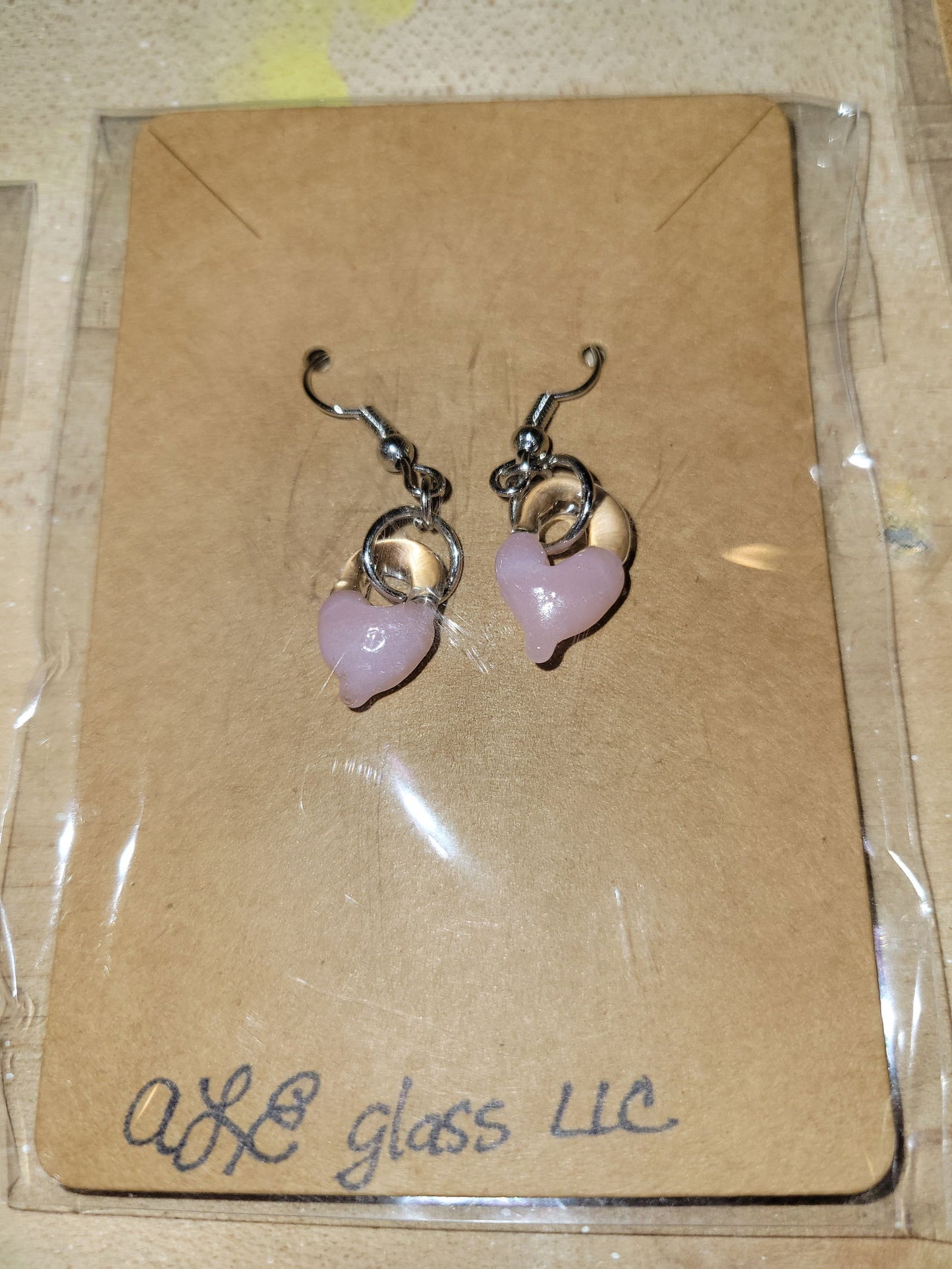 Glass Heart Earrings - Handblown Glass - ALE Glass