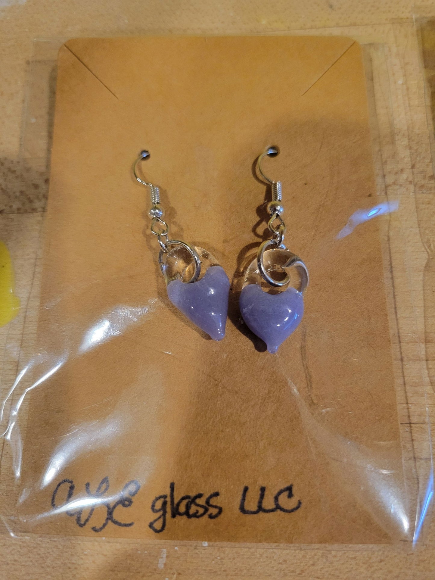 Glass Heart Earrings - Handblown Glass - ALE Glass