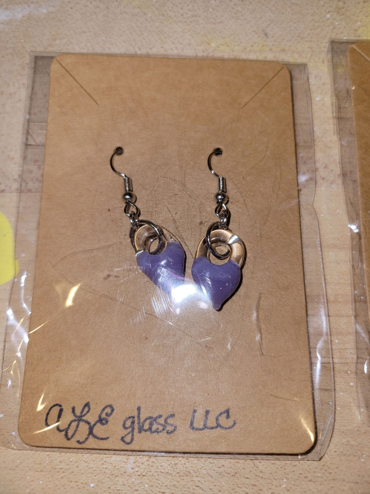 Glass Heart Earrings - Handblown Glass - ALE Glass
