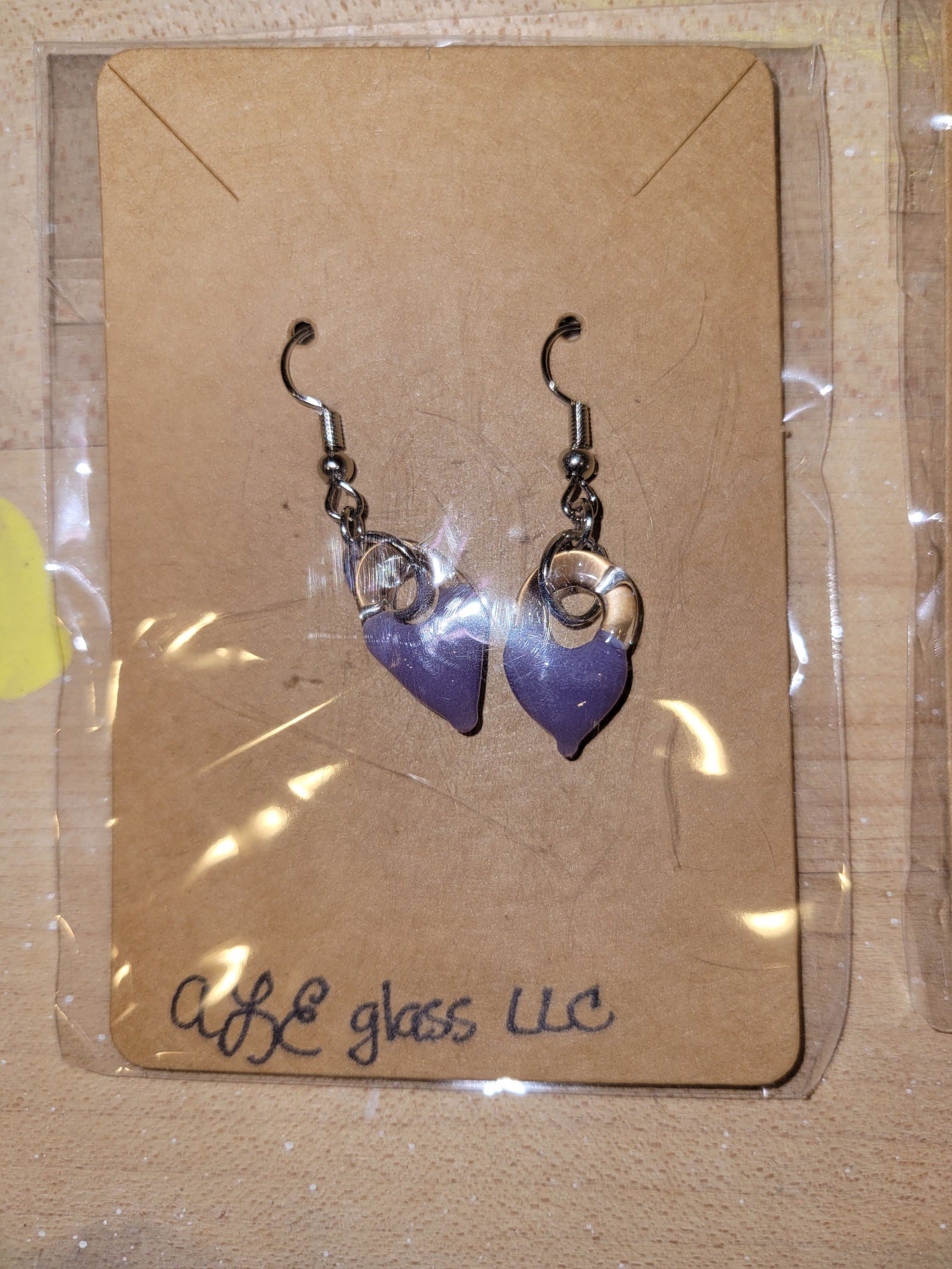 Glass Heart Earrings - Handblown Glass - ALE Glass