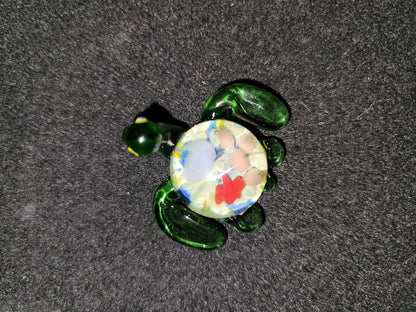 Glass Sea Turtle with Coral Implosion - Handblown Glass - ALE Glass
