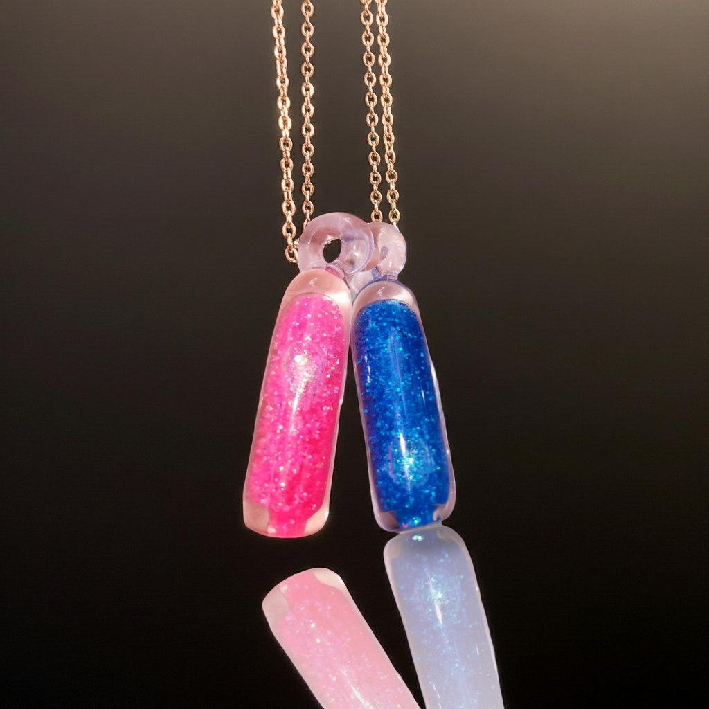 Liquid Filled Glass Fidget Pendants - Handblown Glass