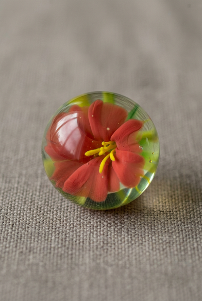 Flower Implosion Glass Marble - Handblown Glass