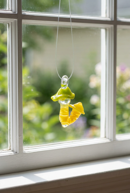 Glass 3D Mushroom Suncatcher - Handblown Glass