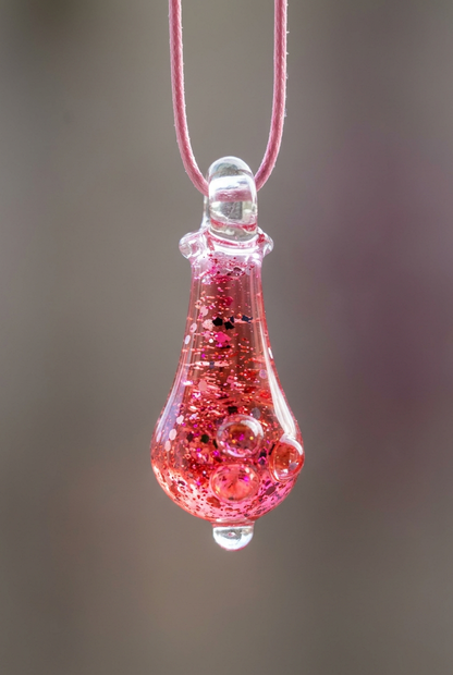 Glass Potion Bottle Liquid Filled Pendant - Handblown Glass