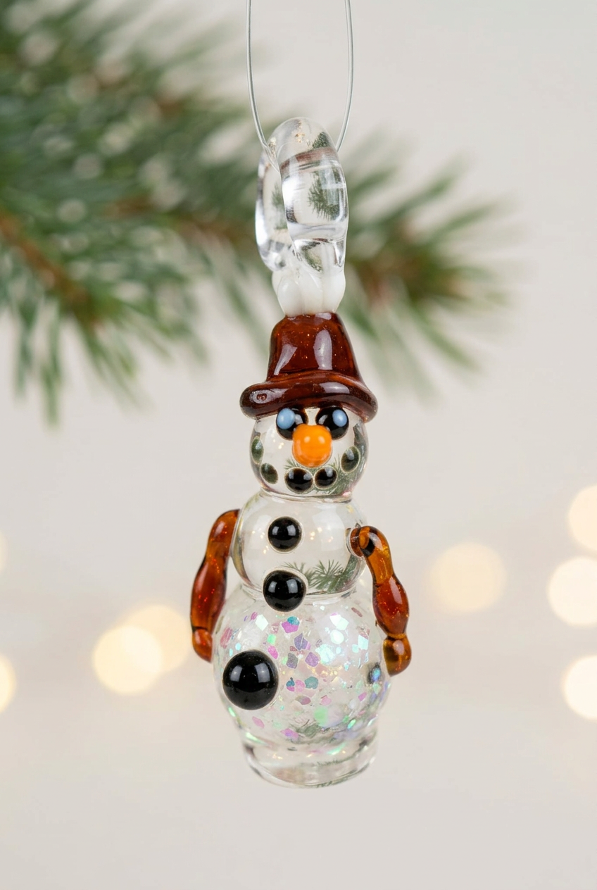 Glass Snowman Fidget - Handblown Glass