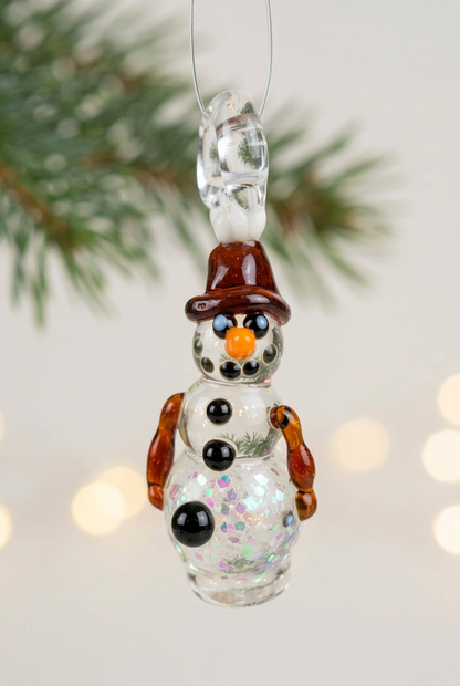 Glass Snowman Fidget - Handblown Glass