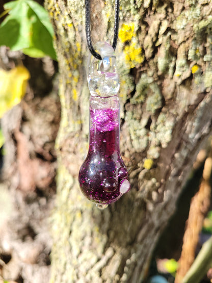 Glass Potion Bottle Liquid Filled Pendant - Handblown Glass