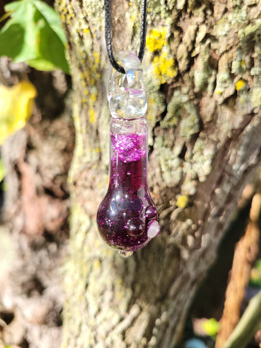 Glass Potion Bottle Liquid Filled Pendant - Handblown Glass