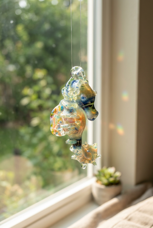 Glass Seahorse Suncatcher - Handblown Glass
