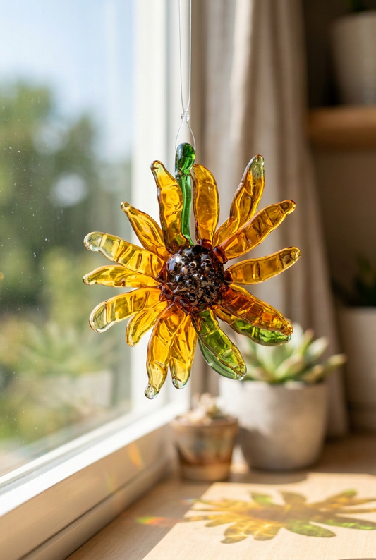 Glass Sunflower Suncatcher - Handblown Glass